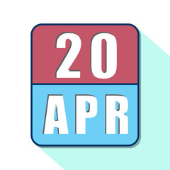 april 20th. Day 20 of month,Simple calendar icon on white background. Planning. Time management. Set of calendar icons for web design. spring month, day of the year concept