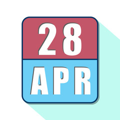 april 28th. Day 28 of month,Simple calendar icon on white background. Planning. Time management. Set of calendar icons for web design. spring month, day of the year concept