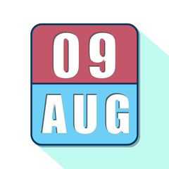 august 9th. Day 9 of month,Simple calendar icon on white background. Planning. Time management. Set of calendar icons for web design. summer month, day of the year concept