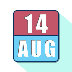 Fototapeta premium august 14th. Day 14 of month,Simple calendar icon on white background. Planning. Time management. Set of calendar icons for web design. summer month, day of the year concept
