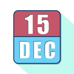 december 15th. Day 15 of month,Simple calendar icon on white background. Planning. Time management. Set of calendar icons for web design. winter month, day of the year concept