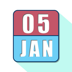 january 5th. Day 5 of month,Simple calendar icon on white background. Planning. Time management. Set of calendar icons for web design. winter month, day of the year concept