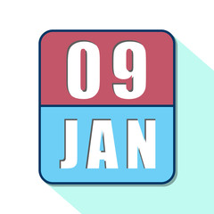 january 9th. Day 9 of month,Simple calendar icon on white background. Planning. Time management. Set of calendar icons for web design. winter month, day of the year concept