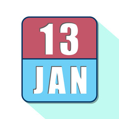 Fototapeta premium january 13th. Day 13 of month,Simple calendar icon on white background. Planning. Time management. Set of calendar icons for web design. winter month, day of the year concept
