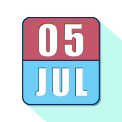 july 5th. Day 5 of month,Simple calendar icon on white background. Planning. Time management. Set of calendar icons for web design. summer month, day of the year concept