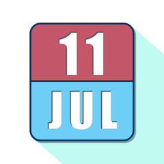 july 11th. Day 11 of month,Simple calendar icon on white background. Planning. Time management. Set of calendar icons for web design. summer month, day of the year concept