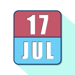 july 17th. Day 17 of month,Simple calendar icon on white background. Planning. Time management. Set of calendar icons for web design. summer month, day of the year concept