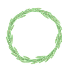 Christmas winter floral wreath. Tree branches composition.. New year frame. Watercolor hand painted illustration. Isolated object on white background