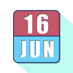 Fototapeta premium june 16th. Day 16 of month,Simple calendar icon on white background. Planning. Time management. Set of calendar icons for web design. summer month, day of the year concept