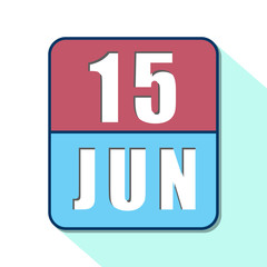 june 15th. Day 15 of month,Simple calendar icon on white background. Planning. Time management. Set of calendar icons for web design. summer month, day of the year concept