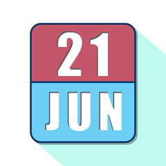 june 21st. Day 20 of month,Simple calendar icon on white background. Planning. Time management. Set of calendar icons for web design. summer month, day of the year concept