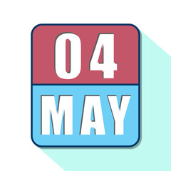 may 4th. Day 4 of month,Simple calendar icon on white background. Planning. Time management. Set of calendar icons for web design. spring month, day of the year concept