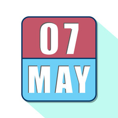 may 7th. Day 7 of month,Simple calendar icon on white background. Planning. Time management. Set of calendar icons for web design. spring month, day of the year concept