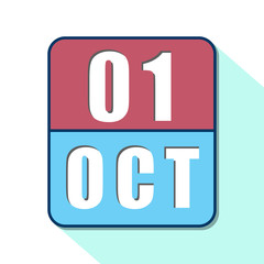 october 1st. Day 1 of month, Simple calendar icon on white background. Planning. Time management. Set of calendar icons for web design. autumn month, day of the year concept
