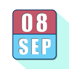 september 8th. Day 8 of month,Simple calendar icon on white background. Planning. Time management. Set of calendar icons for web design. autumn month, day of the year concept