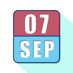september 7th. Day 7 of month,Simple calendar icon on white background. Planning. Time management. Set of calendar icons for web design. autumn month, day of the year concept