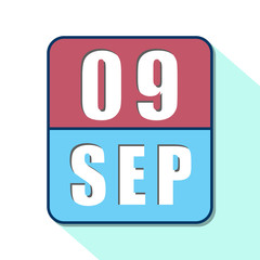 september 9th. Day 9 of month,Simple calendar icon on white background. Planning. Time management. Set of calendar icons for web design. autumn month, day of the year concept