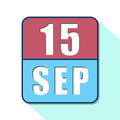 september 15th. Day 15 of month,Simple calendar icon on white background. Planning. Time management. Set of calendar icons for web design. autumn month, day of the year concept