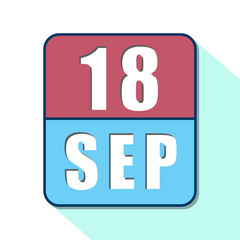 september 18th. Day 18 of month,Simple calendar icon on white background. Planning. Time management. Set of calendar icons for web design. autumn month, day of the year concept