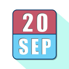 september 20th. Day 20 of month,Simple calendar icon on white background. Planning. Time management. Set of calendar icons for web design. autumn month, day of the year concept