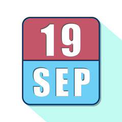 september 19th. Day 19 of month,Simple calendar icon on white background. Planning. Time management. Set of calendar icons for web design. autumn month, day of the year concept