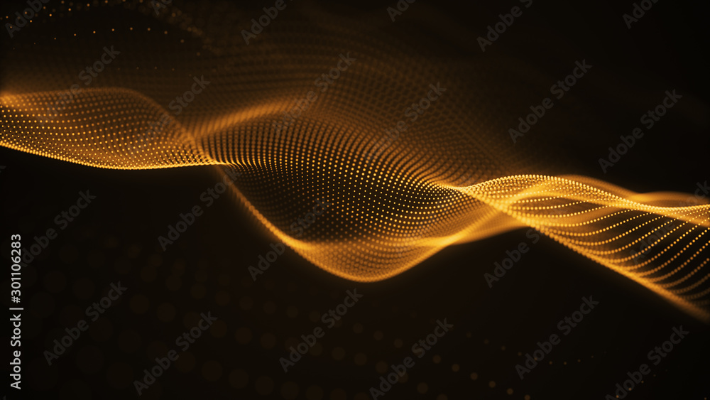 Wall mural particle luxury gold abstract background wavy movement for happy new year and merry christmas festiv