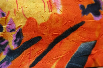 Multicolored orange, pink and black chiffon fabric