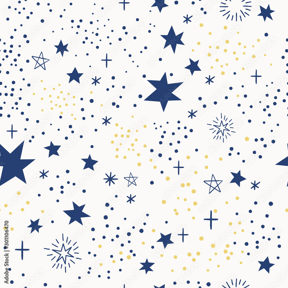 Canvas Prints vector seamless pattern with doodle stars