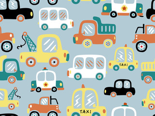 seamless pattern of vehicles cartoon