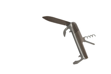 Multi-purpose knife placed on a white background.
