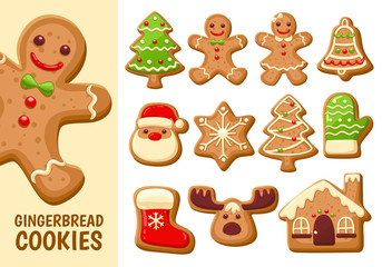 Gingerbread cookie collection. Set 1. - obrazy, fototapety, plakaty