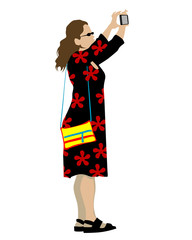 Young woman with smartphone on a white background