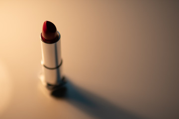 Red lipstick in warm light