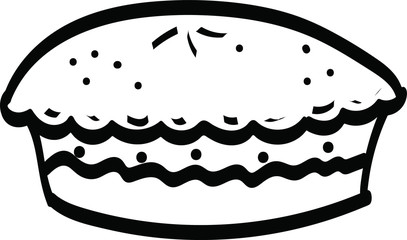 illustration of cake Single hand drawn elements New Year greeting cards, posters, stickers and seasonal design. Isolated on white background. Doodle vector illustration