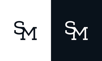 Minimalist line art letter SM logo. This logo icon incorporate with two letter in the creative way.