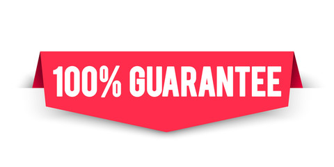 Vector Illustration 100 Percent Guarantee Label. Modern Web Corner Banner Element