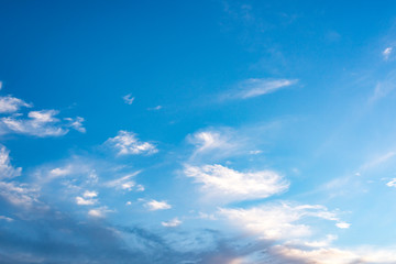 Evening sky with white clouds. Blue sky with white clouds.