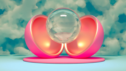 Elegant minimalism geometry background. 3d illustration, 3d rendering.