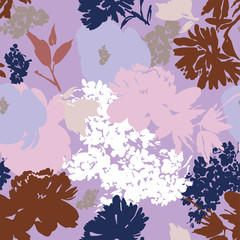 Fototapeta na wymiar Seamless vector pattern with flower silhouettes in modern style.