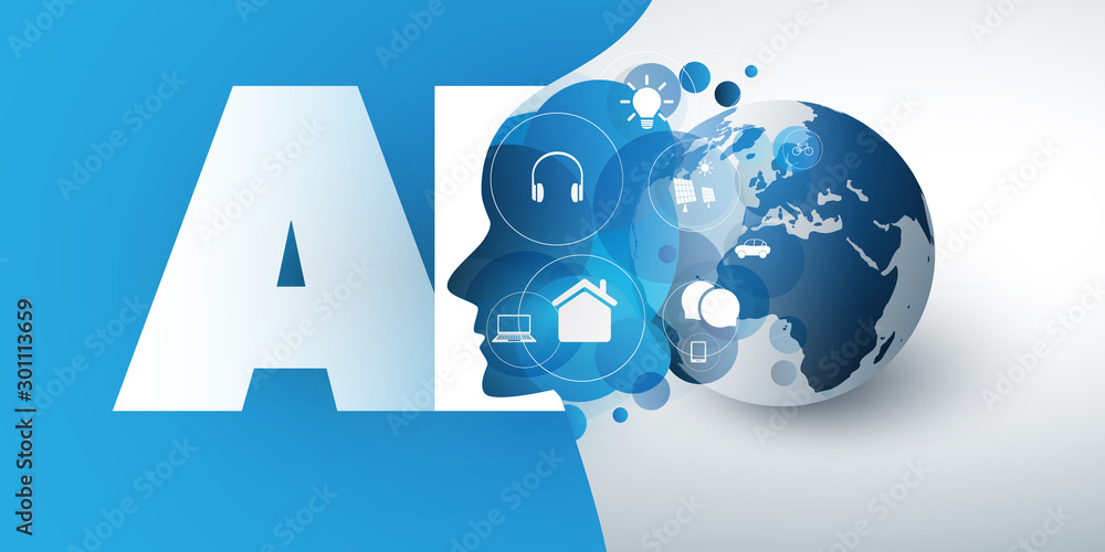 Poster abstract technology, machine learning, artificial intelligence, cloud computing, automated online su