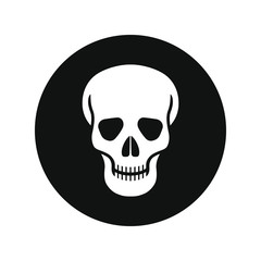 Human skull graphic icon. Skull sign in the circle isolated on white background. Vector illustration