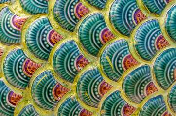 Picture of the surface of Thai dragon or king of Naga statue - close up