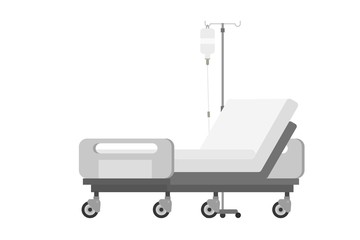 Empty hospital bed. Medical equipment. Isolated vector 
