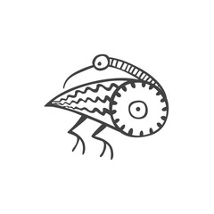 Ethnic bird. Stylized. Vector linear  icon on a white background.