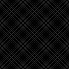 Abstract geometric background with diagonal square, line art style, black and grey color seamless pattern - Vector