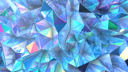 Tech tech triangle crystal background. 3d illustration, 3d rendering.