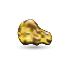 Realistic gold nugget isolated 3d vector illustration object on a white background, native material mineral