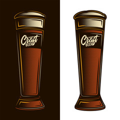 Original vector illustration of a glass of beer in retro style.