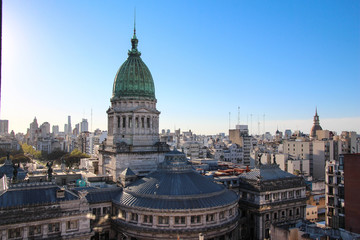 Fototapeta na wymiar Aerial view of the Argentine Parliament in Buenos Aires