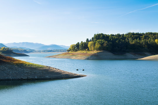 beautiful relax landscapes over the Pertusillo lake in val d'agri, basilicata